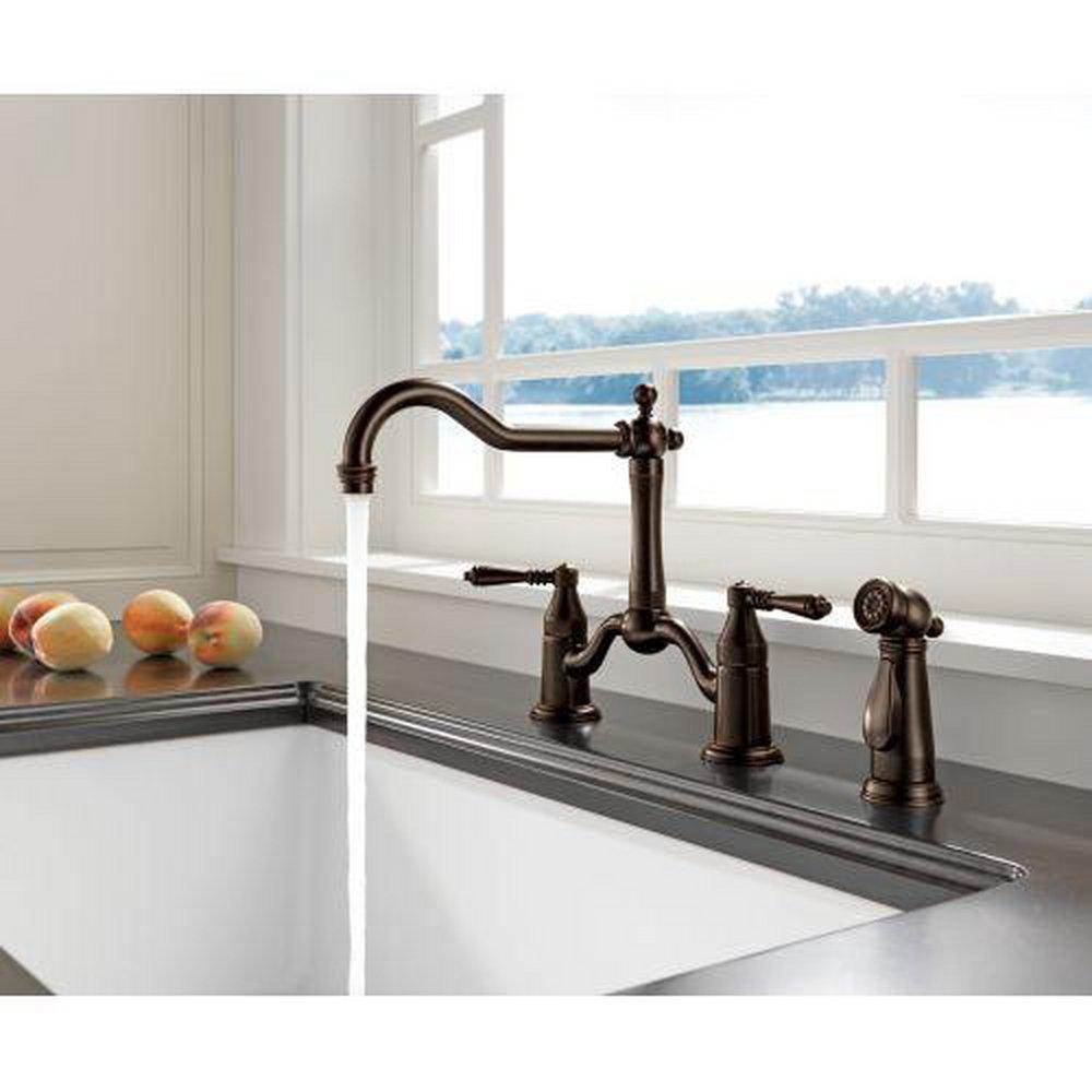 Brizo Stainless Two Handle Bridge Kitchen Faucet 