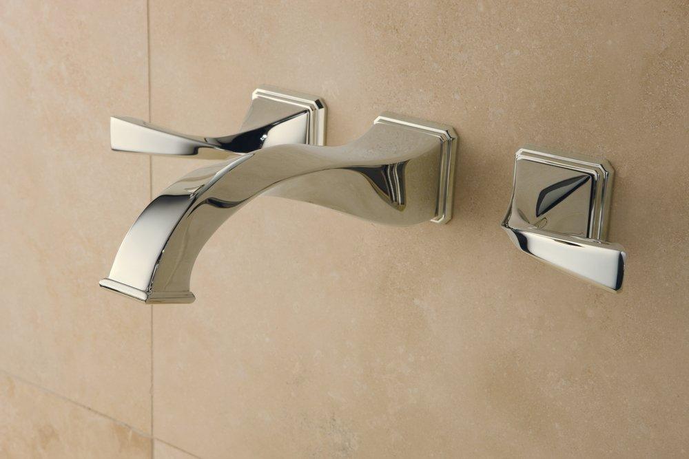 Brizo Brilliance Polished Nickel Two Handle Wall Mount Bathroom Sink Faucet Lever Handle 