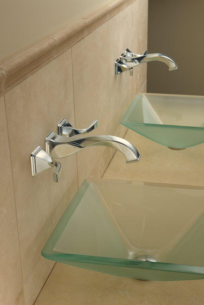 Brizo Brilliance Polished Nickel Two Handle Wall Mount Bathroom Sink Faucet Lever Handle 