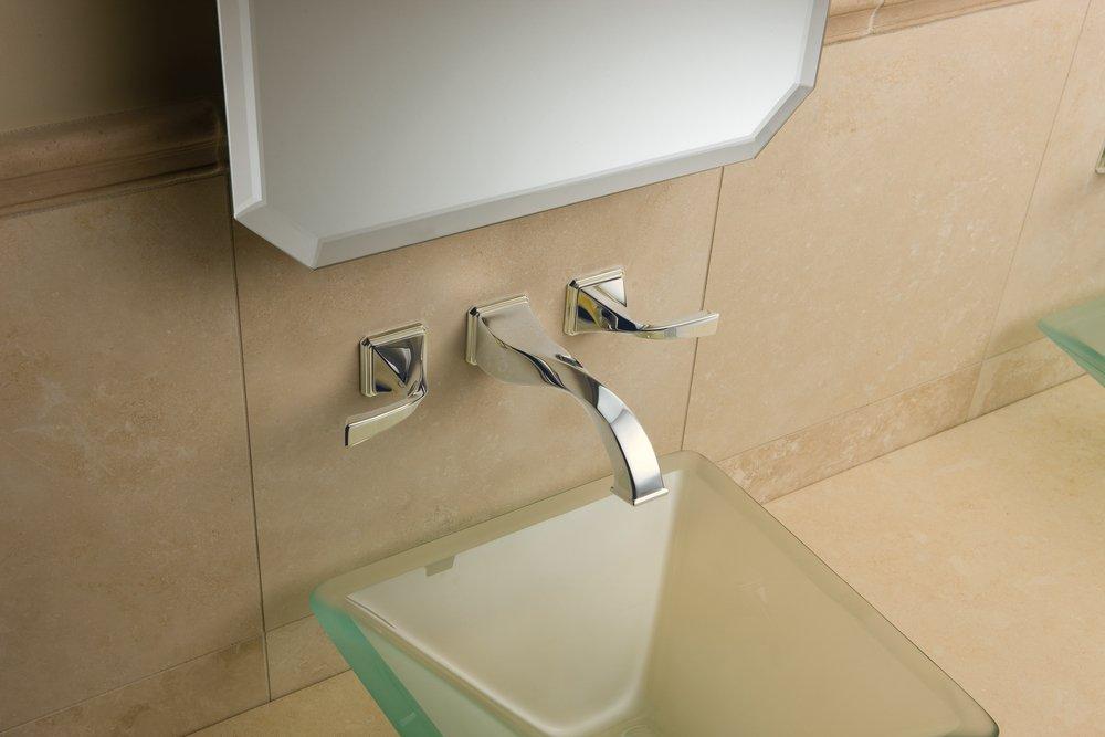 Brizo Polished Nickel Two Handle Wall Mount Bathroom Sink Faucet Lever Handle 