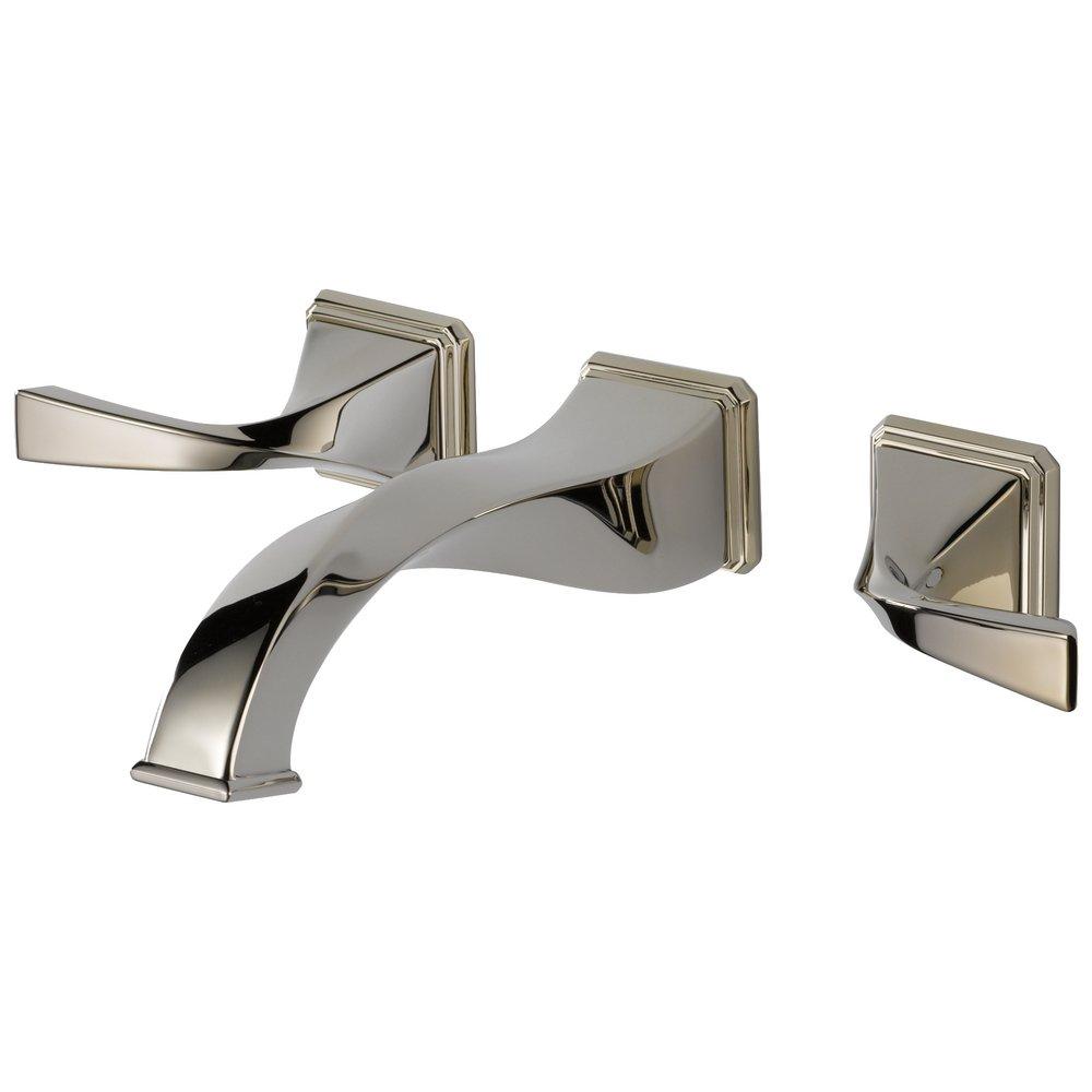 Brizo Polished Nickel Two Handle Wall Mount Bathroom Sink Faucet Lever Handle 