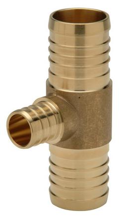 1-1/4 x 1-1/4 x 1/2 in. Barbed Brass Reducing Tee