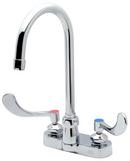 2.0 gpm. Two Handle Centerset Bathroom Sink Faucet in Chrome Plated with Laminar Flow Control in Base of Spout