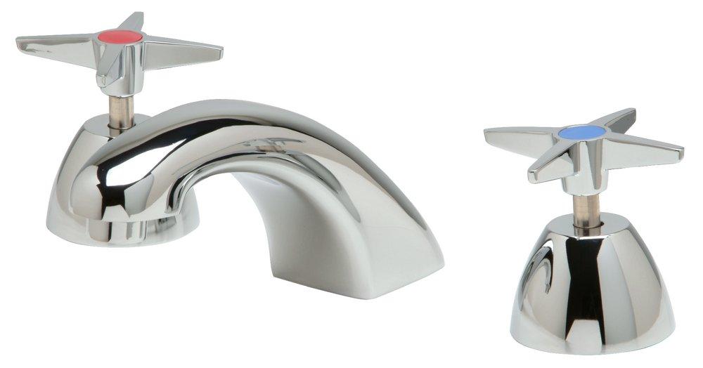Zurn Polished Chrome 2.2 gpm 3-Hole Deck Mount Widespread Lavatory Faucet with Double Cross Handle and Low Arc Spout 5-1/8 in. Reach 