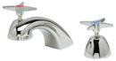 2.2 gpm 3-Hole Deck Mount Widespread Lavatory Faucet with Double Cross Handle and Low Arc Spout 5-1/8 in. Reach in Polished Chrome