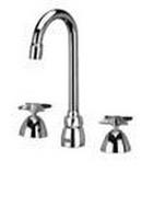 2.2 gpm 3-Hole Deck Mount Widespread Lavatory Faucet with Double Four Arm Handle and Gooseneck Spout 3-1/2 in. Reach in Polished Chrome