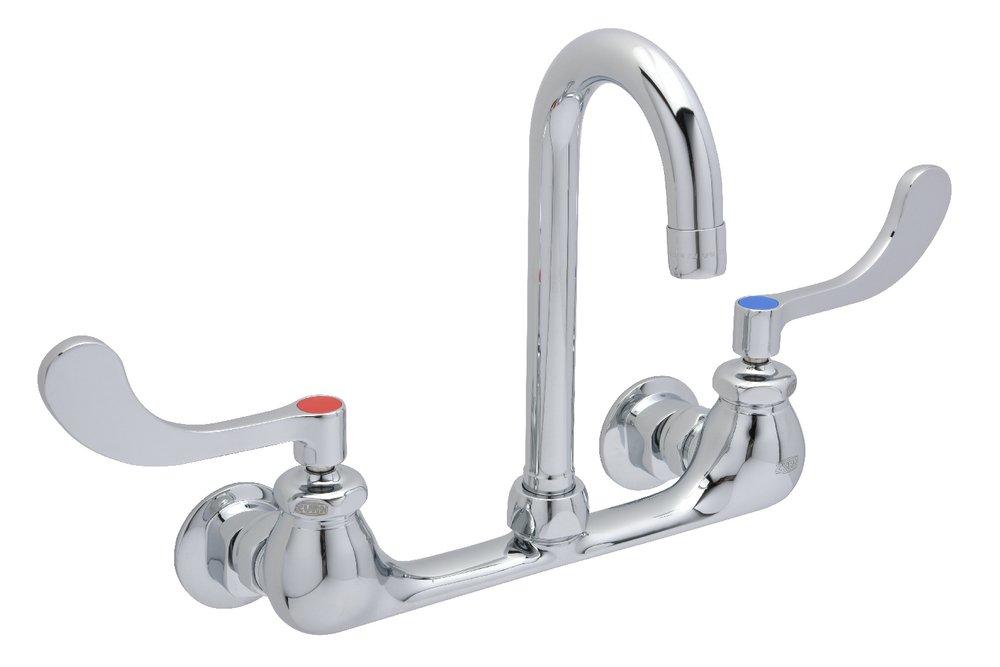 Zurn Polished Chrome 2.2 gpm 3-Hole Deck Mount Widespread Lavatory Faucet with Double Wristblade Handle and Gooseneck Spout 3-1/2 in. Reach 