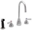 2.2 gpm 3-Hole Deck Mount Widespread Lavatory Faucet with Double Lever Handle and Gooseneck Spout 5-3/8 in. Reach in Polished Chrome