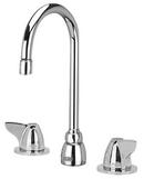 2.2 gpm 3-Hole Deck Mount Widespread Lavatory Faucet with Double Dome Lever Handle and Gooseneck Spout 5-3/8 in. Reach in Polished Chrome