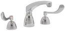 2.2 gpm 3-Hole Deck Mount Widespread Lavatory Faucet with Double Wristblade Handle and Swing Spout 8 in. Reach in Polished Chrome