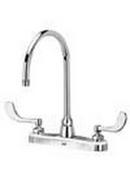 Zurn Polished Chrome 2.2 gpm Kitchen Sink Faucet with 8 in. Gooseneck, 8 in. Center Size and 4 in. Double Wristblade Handle 