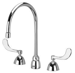 2.0 gpm Two Handle Widespread Bathroom Sink Faucet in Chrome Plated with Laminar Flow Control in Base of Spout