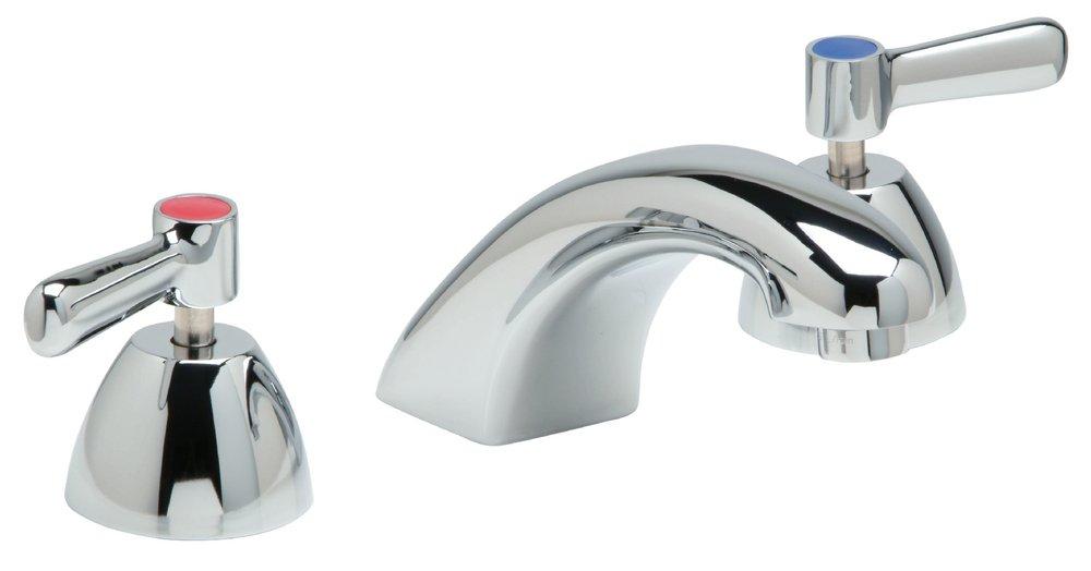 Zurn Polished Chrome 2.2 gpm 3-Hole Deck Mount Widespread Lavatory Faucet with Double Lever Handle and 5/18 in. Reach 