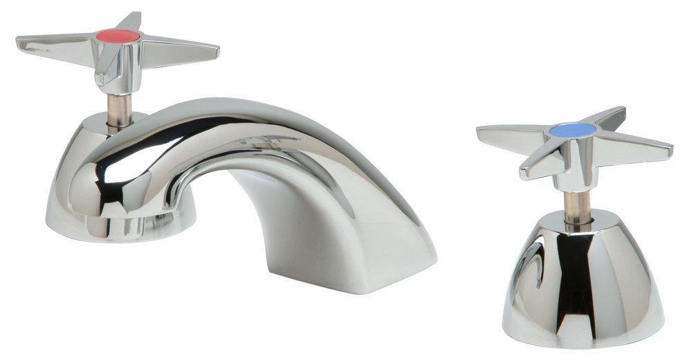 Zurn Polished Chrome 2.2 gpm 3-Hole Deck Mount Widespread Lavatory Faucet with Double Cross Handle and Low Arc Spout 5-1/8 in. Reach 