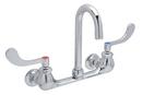 2 gpm 3-Hole Deck Mount Widespread Lavatory Faucet with Double Wristblade Handle and Gooseneck Spout 3-1/2 in. Reach in Polished Chrome
