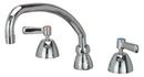 0.5 gpm 3-Hole Deck Mount Widespread Lavatory Faucet with Double Lever Handle and Swing Spout 9-1/2 in. Reach in Polished Chrome
