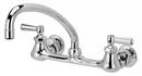 Wall Mount Service Sink Faucet with Double Lever Handle and 9 in. Spout Reach in Polished Chrome