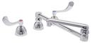 2.2 gpm 3-Hole Deck Mount Widespread Lavatory Faucet with Double Dome Lever Handle and Gooseneck Spout 3-1/2 in. Reach in Polished Chrome