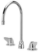 2.2 gpm 3-Hole Deck Mount Widespread Lavatory Faucet with Double Lever Handle and Gooseneck Spout 8 in. Reach in Polished Chrome