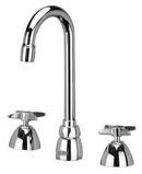 2.2 gpm 3-Hole Deck Mount Widespread Lavatory Faucet with Double Four Arm Handle and Gooseneck Spout 3-1/2 in. Reach in Polished Chrome