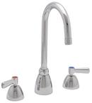 2 gpm 3-Hole Deck Mount Widespread Lavatory Faucet with Double Lever Handle and Gooseneck Spout 5-3/8 in. Reach in Polished Chrome