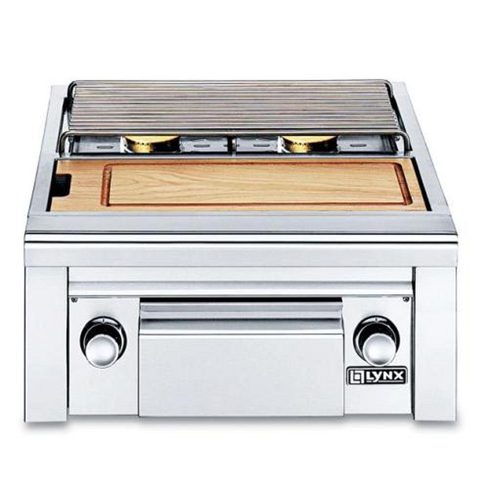 Lynx Grills Polished Stainless Built-In Double Side Burner with Integral Prep Center 