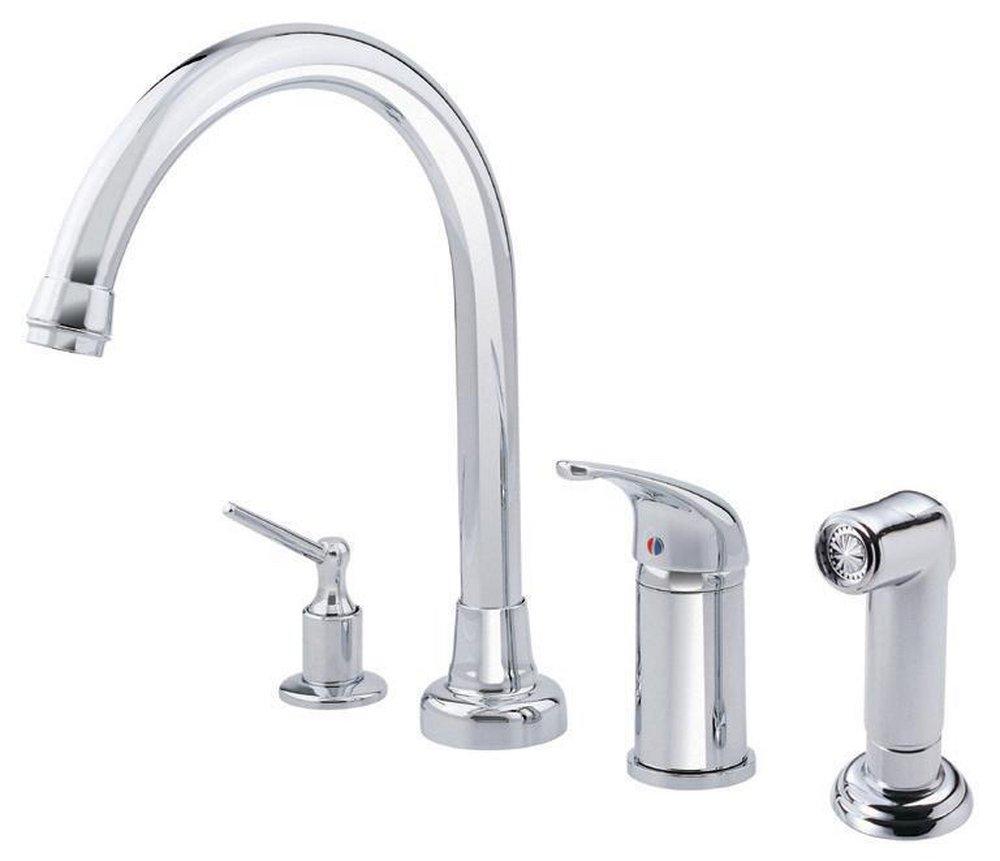 Gerber Plumbing Polished Chrome 2.2 gpm Single Lever Handle Deckmount Kitchen Sink Faucet Swivel Spout 1/4 in. NPSM Connection 
