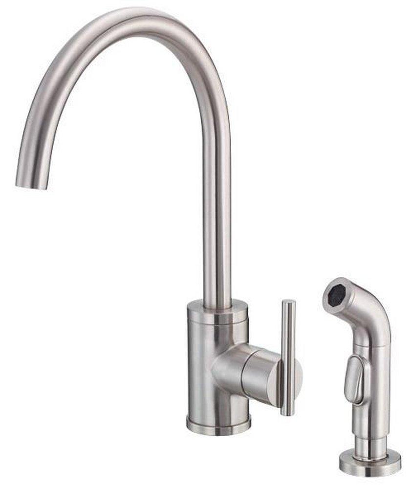 Gerber Plumbing Stainless Steel 2.2 gpm Single Lever Handle Deckmount Kitchen Sink Faucet High Arc Spout 1/4 in. NPSM Connection 