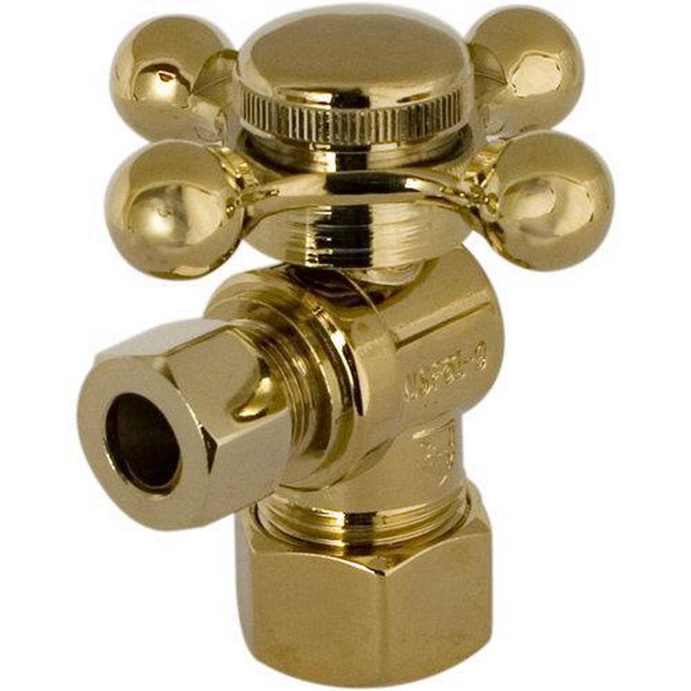Signature Hardware PVD Polished Brass 5/8 x 3/8 in. Compression Cross Angle Supply Stop Valve 