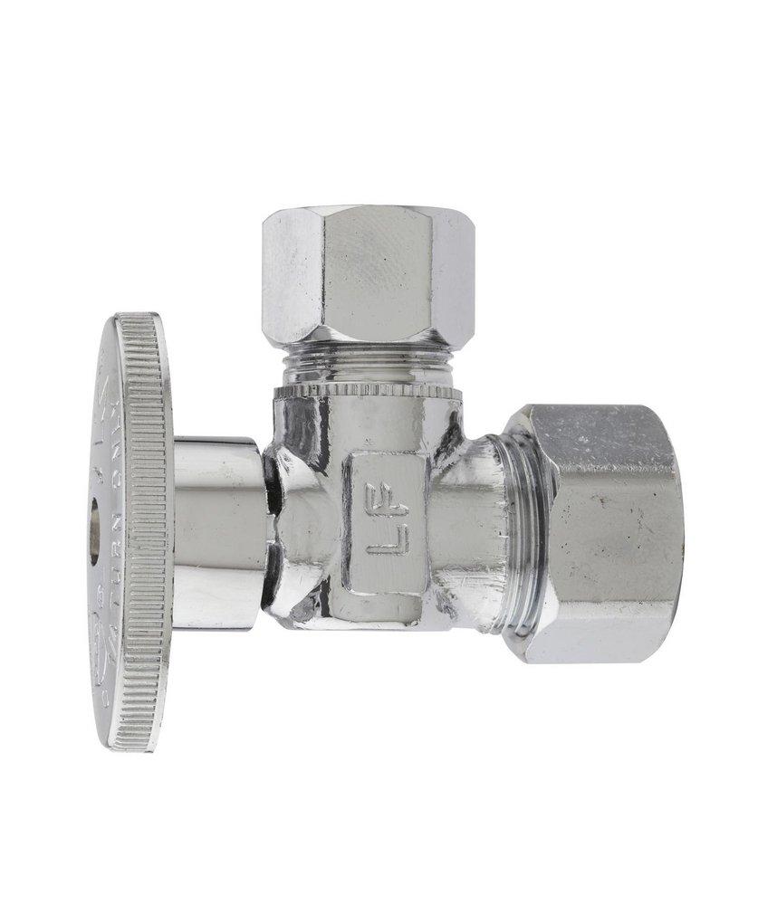 Keeney Polished Chrome Compression Oval Handle Angle Supply Stop Valve in Polished Chrome 