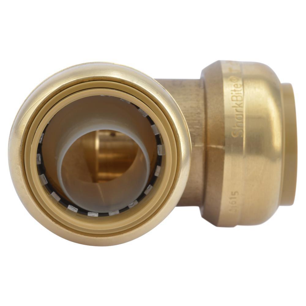 SharkBite&reg; Natural Brass Push Brass Standard Radius 90 Degree Elbow 