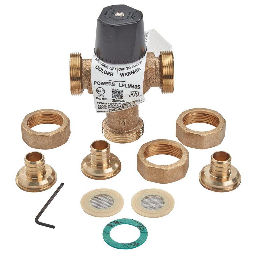 Powers Rough Bronze Union PEX Thermostat Mixing Valve 