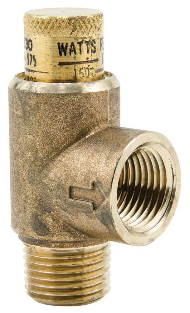 Watts Brass and Rubber Male Threaded x Female Threaded 300# 180F Pressure Relief Valve 