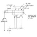 Speakman Polished Chrome 1/2 x 14 in. Brass Double Foot Pedal Mixing Valve 