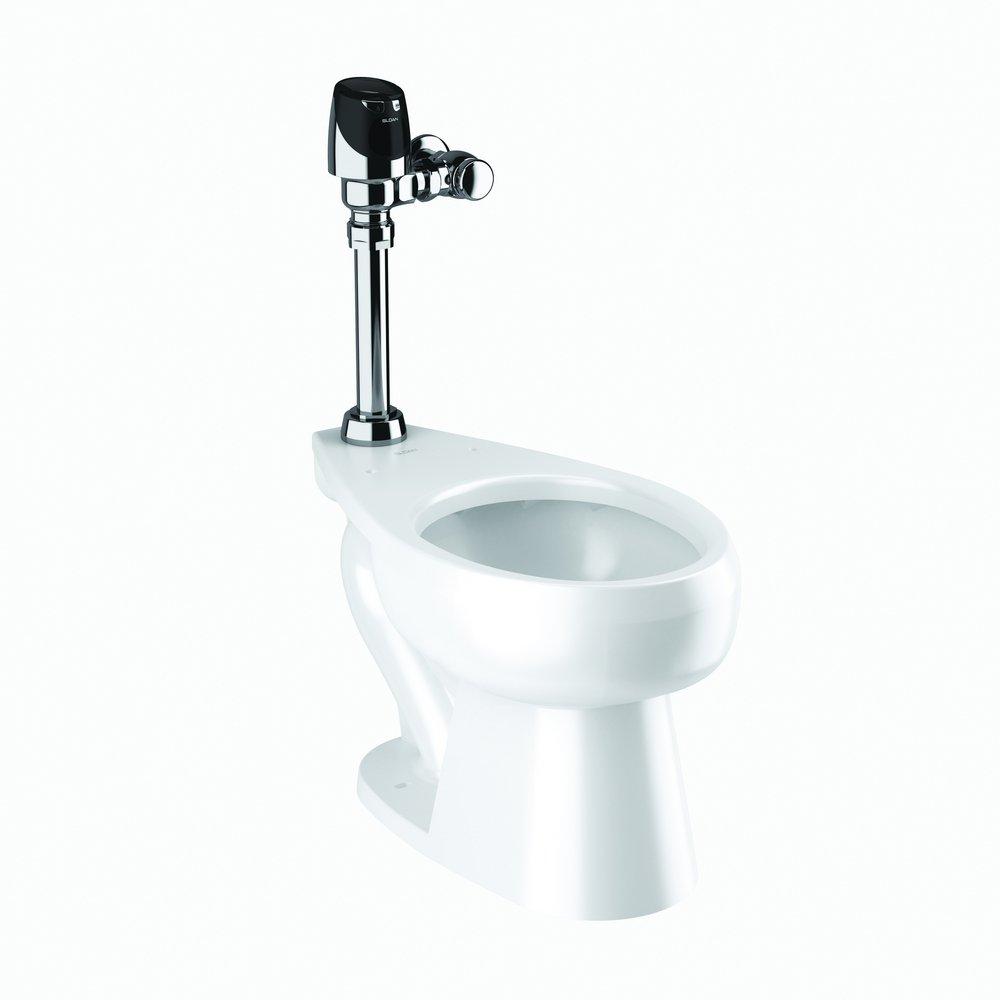 Sloan Valve Polished Chrome 0.5 gpm Elongated One Piece Toilet with Flushometer 
