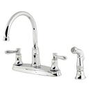 Double Lever Handle Kitchen Faucet with Sidespray in Polished Chrome