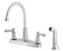 Double Lever Handle Kitchen Faucet with Sidespray in Stainless Steel