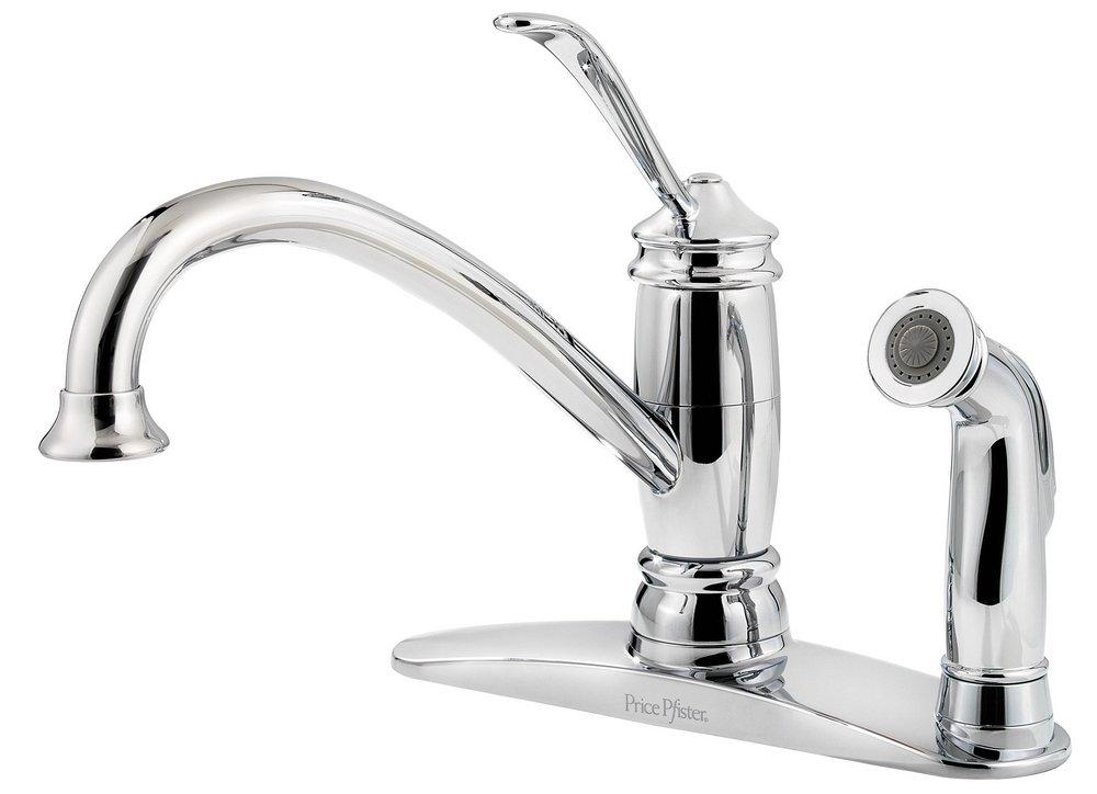 Pfister Polished Chrome 3-Hole Kitchen Faucet with Single Lever Handle and Sidespray 