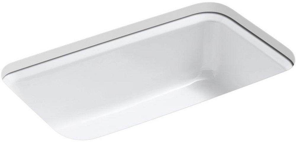KOHLER White 31 x 22 in. 5 Hole Cast Iron Single Bowl Undermount Kitchen Sink 