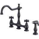 2.2 gpm Double Cross Handle Deckmount Kitchen Sink Faucet High Arc Spout 1/2 in. NPSM Connection in Satin Black