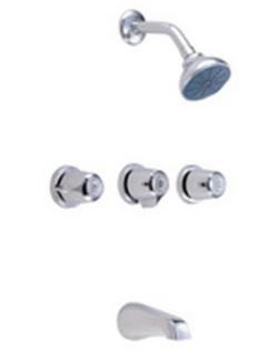 Three Handle Single Function Bathtub & Shower Faucet in Polished Chrome (Trim Only)