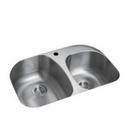 31-1/2 x 20-1/2 in. 1 Hole Stainless Steel Double Bowl Undermount Kitchen Sink in Luster Stainless Steel