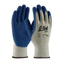 XL Size Polyester and Cotton Glove with Latex Coated Crinkle Grip in Grey with Blue