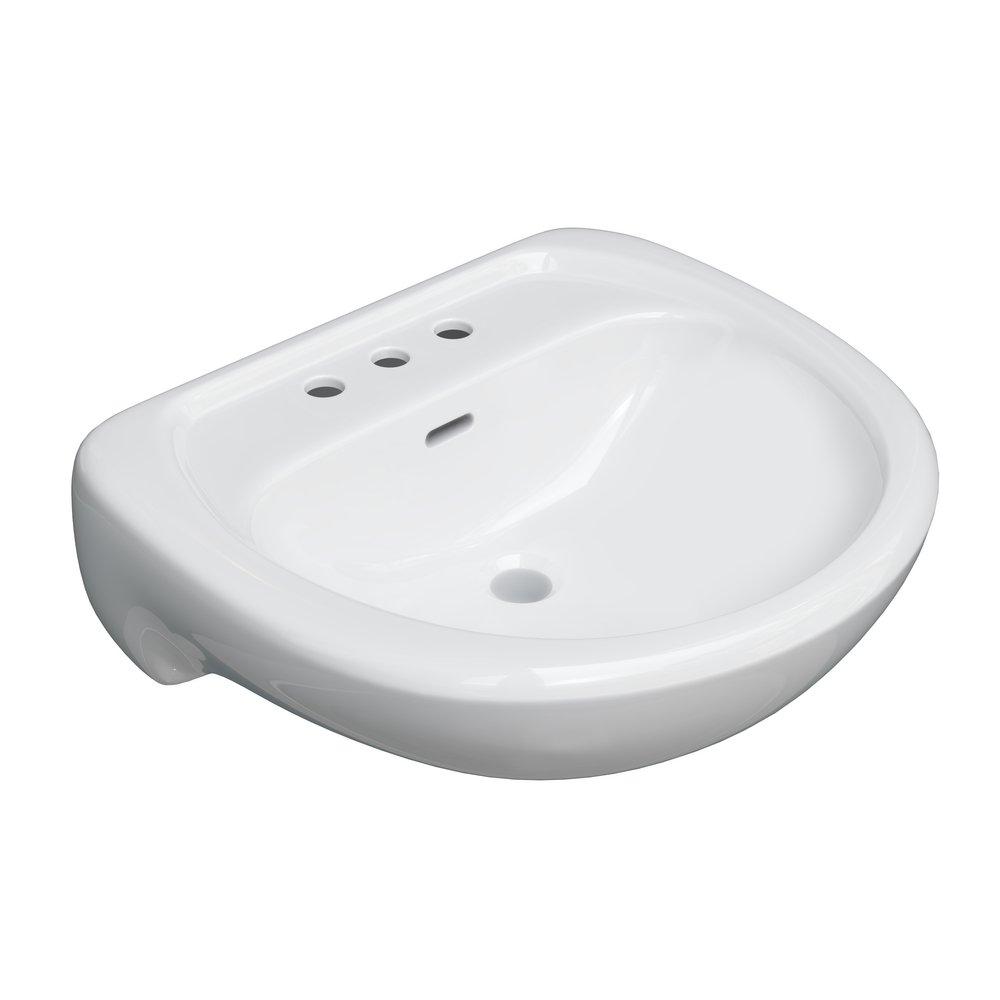 PROFLO&reg; White Pedestal Bathroom Sink with 4 in. Centerset Faucet Holes 