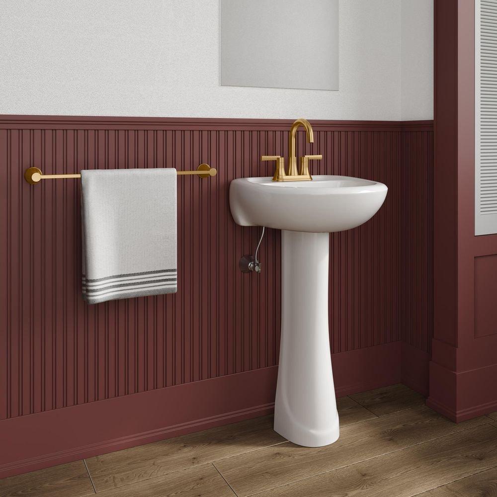 PROFLO&reg; White Pedestal Bathroom Sink with 4 in. Centerset Faucet Holes 