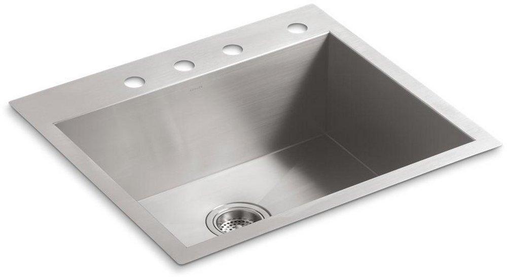 KOHLER Stainless Steel 25 x 22 in. No Hole Stainless Steel Single Bowl Dual Mount Kitchen Sink 