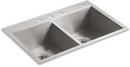 33 x 22 in. 4-Hole Stainless Steel Double Bowl Dual Mount Kitchen Sink with Sound Dampening