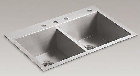 KOHLER Stainless Steel 33 x 22 in. Double Bowl Dual Mount Kitchen Sink in Stainless Steel 