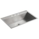 KOHLER Stainless Steel 33 x 22 in. Stainless Steel Single Bowl Dual Mount Kitchen Sink with Sound Dampening 