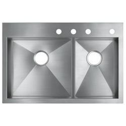 33 in. Dual Mount Stainless Steel Double Bowl Kitchen Sink